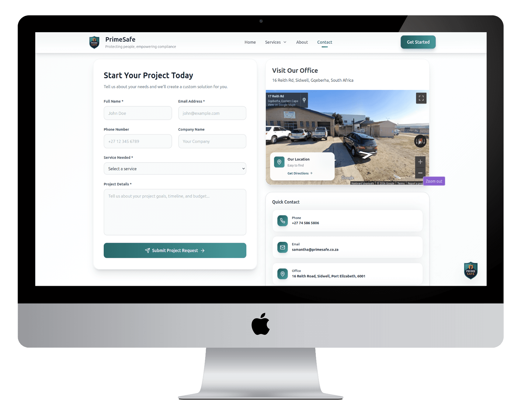 PrimeSafe Website screenshot 2